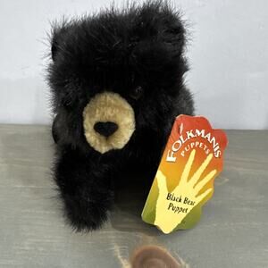 Folkmanis Puppets Baby Black Bear Hand Puppet New With Tags
